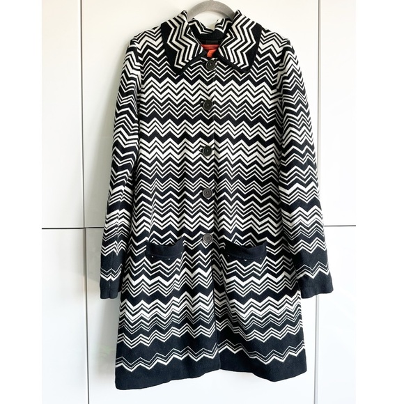 Missoni For Target Black White Classic Chevron Striped Jacket Sweater Wool Blend - Picture 1 of 6